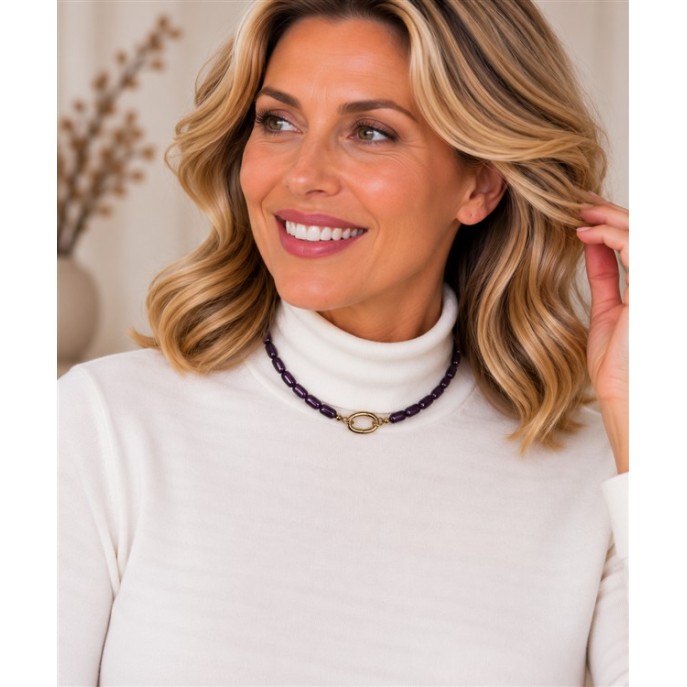 Bijoux Ketting kort kraaltjes ring 8123272 Zwart goud
